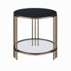 Abio Side End Table | 23" | Round Sintered Stone Top | Black and Gold