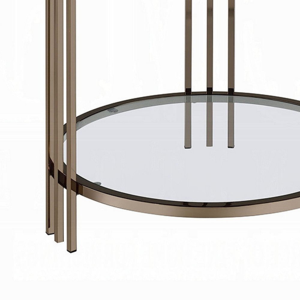 Abio Side End Table | 23’’ | Round Sintered Stone Top | Black and Gold BM333069