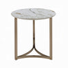 Acor Side End Table | 24’’ | Round Sintered Stone Top | White and Gold BM333071