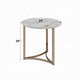 Acor Side End Table | 24’’ | Round Sintered Stone Top | White and Gold BM333071