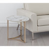 Acor Side End Table | 24" | Round Sintered Stone Top | White and Gold