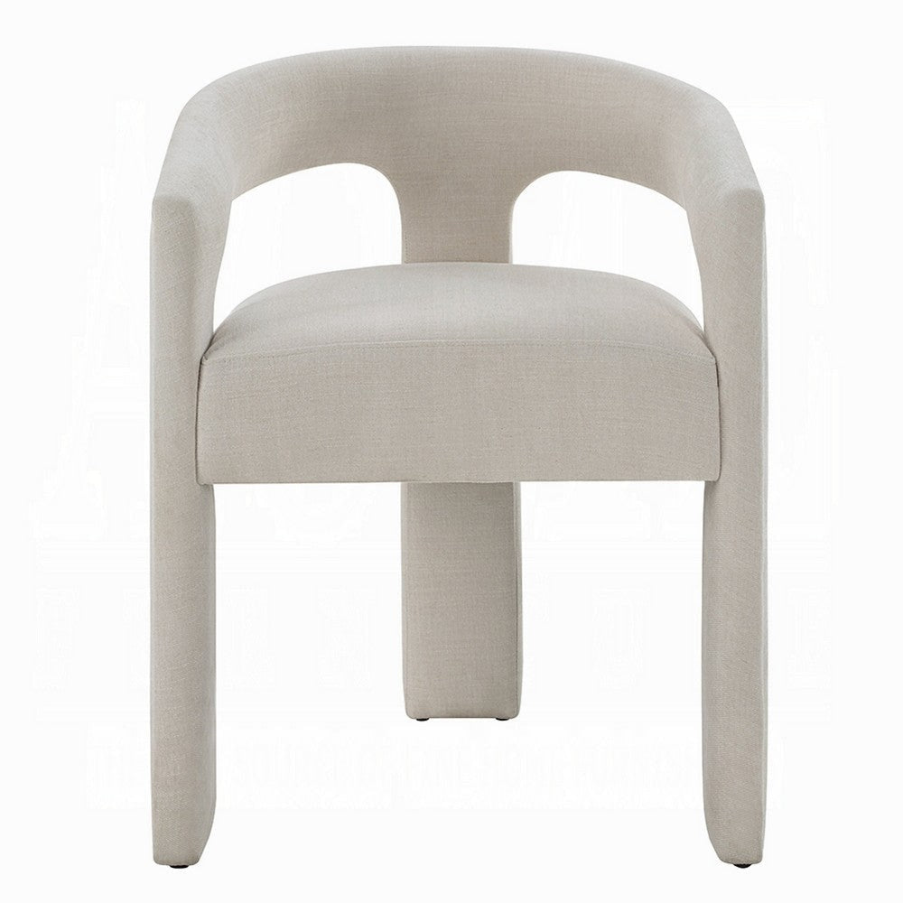 Gamo Set of 2 Side Dining Chair | Rounded Back | Modern White Chenille BM333072