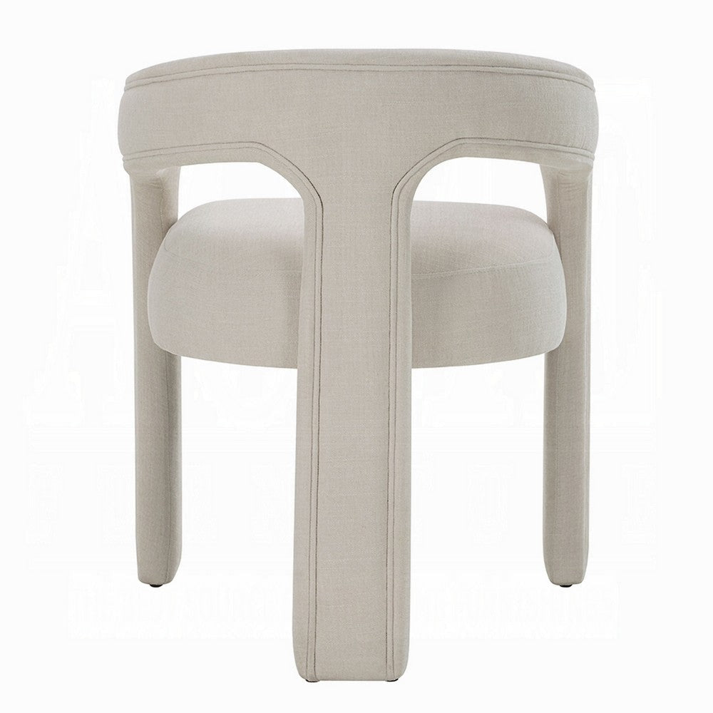 Gamo Set of 2 Side Dining Chair | Rounded Back | Modern White Chenille BM333072