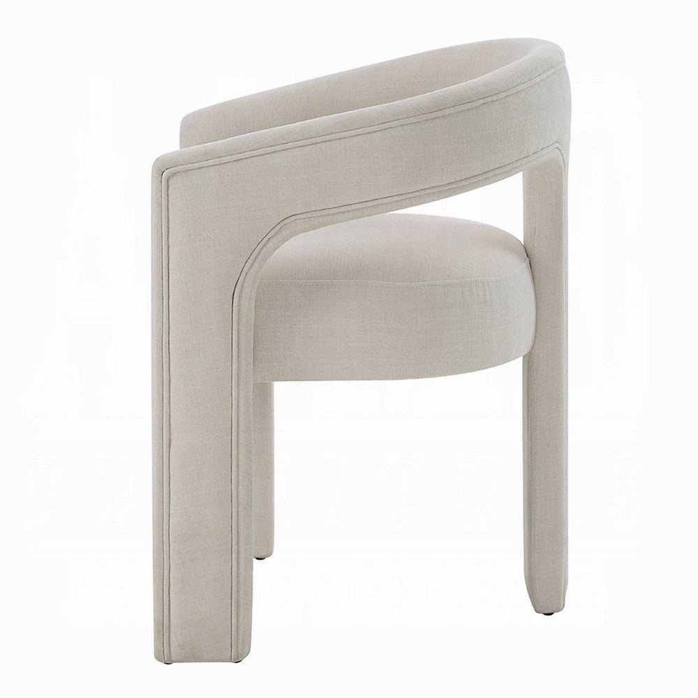 Gamo Set of 2 Side Dining Chair | Rounded Back | Modern White Chenille BM333072