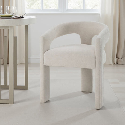 Gamo Set of 2 Side Dining Chair | Rounded Back | Modern White Chenille