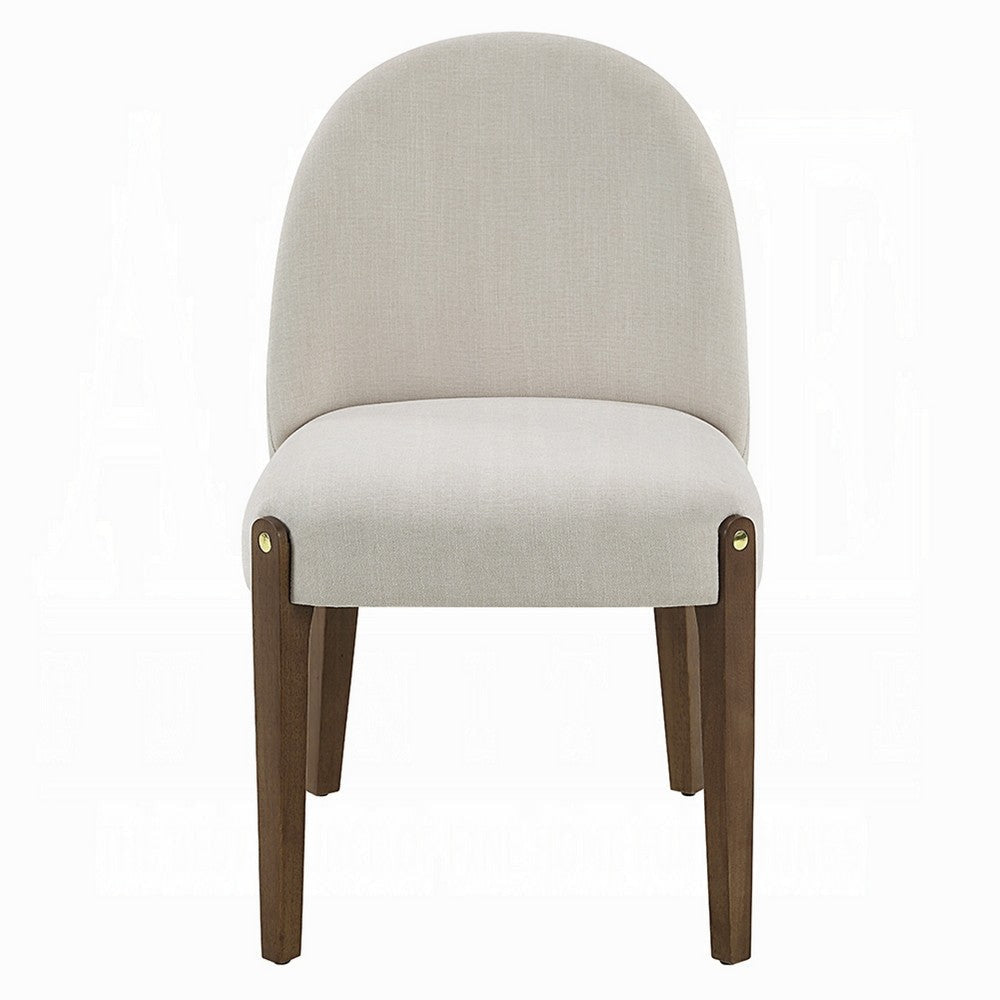 Gamo Set of 2 Side Dining Chair | Brown Rubberwood | Soft White Fabric BM333073