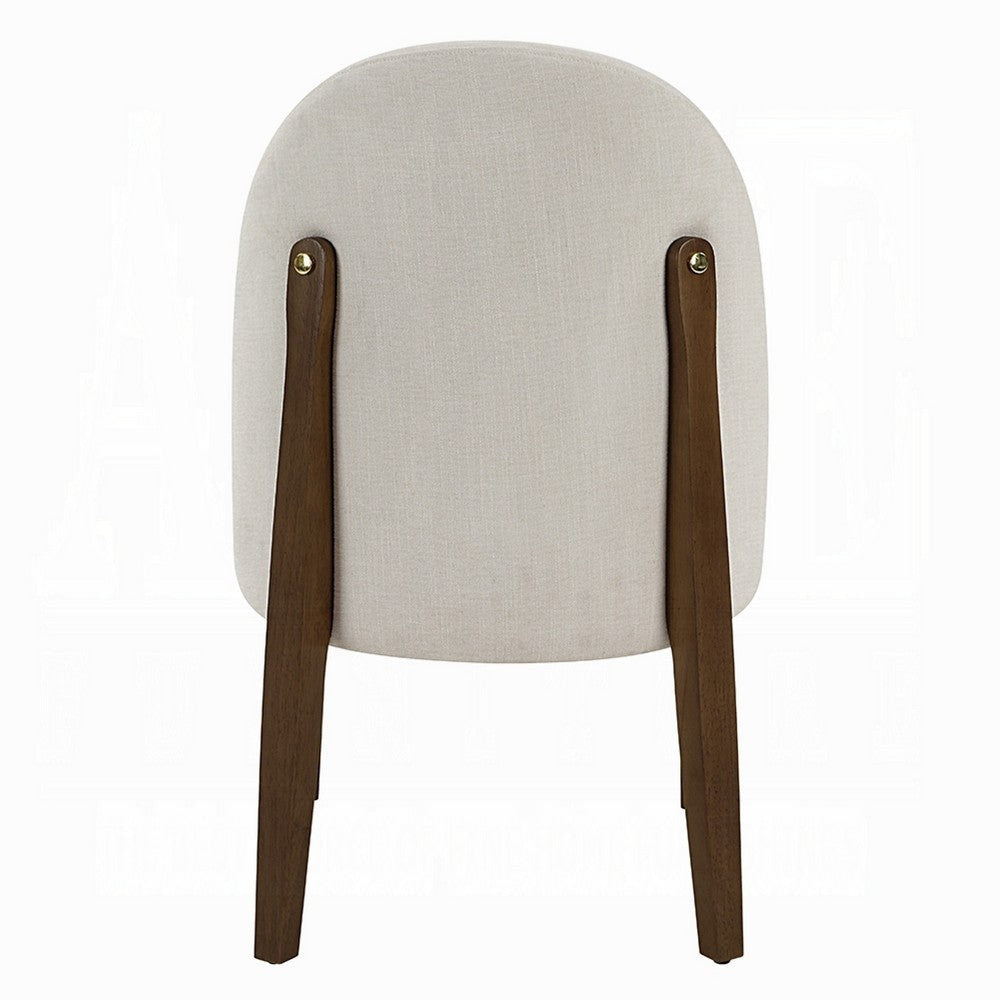 Gamo Set of 2 Side Dining Chair | Brown Rubberwood | Soft White Fabric BM333073