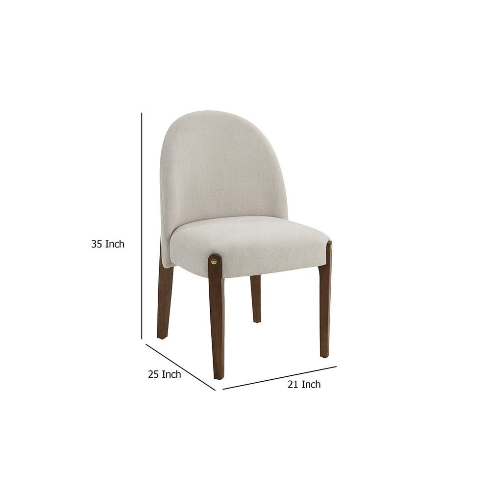 Gamo Set of 2 Side Dining Chair | Brown Rubberwood | Soft White Fabric BM333073
