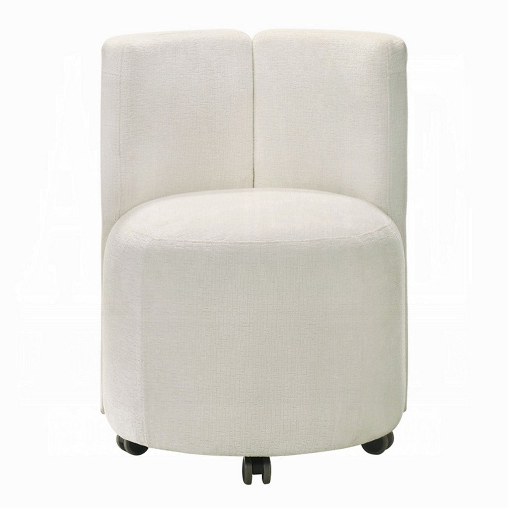 Yodo Side Accent Chair Set of 2 | Rolling Wheels | White Chenille BM333074