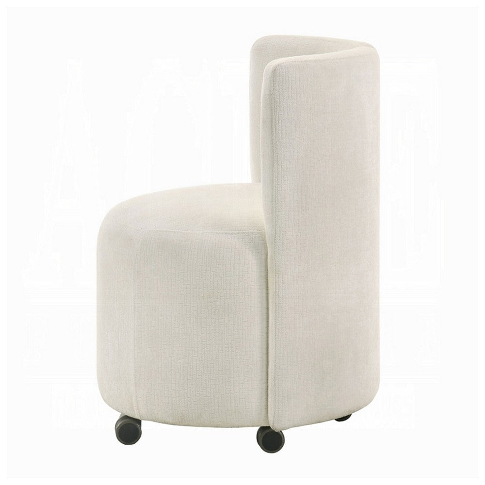 Yodo Side Accent Chair Set of 2 | Rolling Wheels | White Chenille BM333074