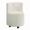 Yodo Side Accent Chair Set of 2 | Rolling Wheels | White Chenille