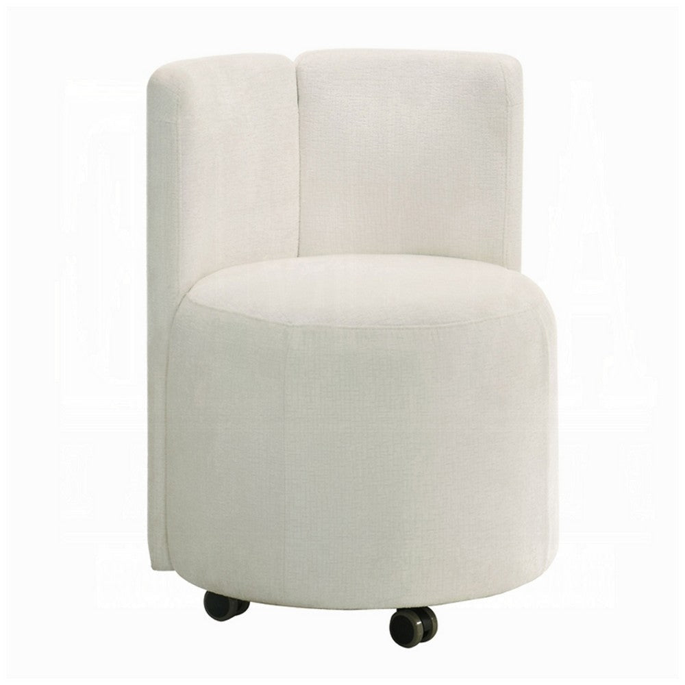 Yodo Side Accent Chair Set of 2 | Rolling Wheels | White Chenille