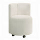 Yodo Side Accent Chair Set of 2 | Rolling Wheels | White Chenille