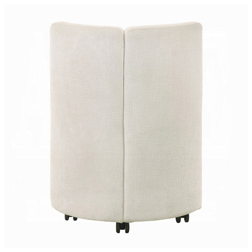 Yodo Side Accent Chair Set of 2 | Rolling Wheels | White Chenille BM333074