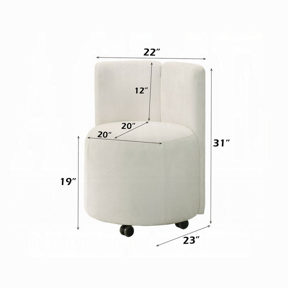 Yodo Side Accent Chair Set of 2 | Rolling Wheels | White Chenille BM333074
