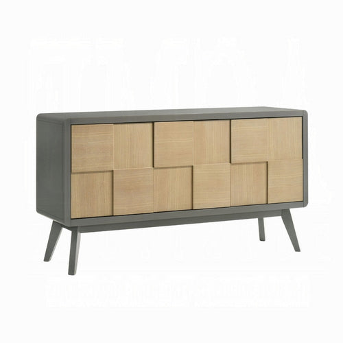 Yodo Sideboard Buffet Console | 59" | Brown Geometric Front Design