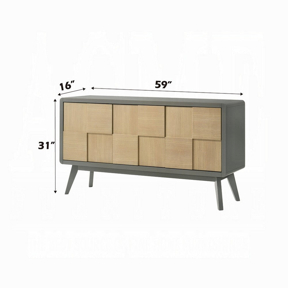 Yodo Sideboard Buffet Console | 59’’ | Brown Geometric Front Design BM333075