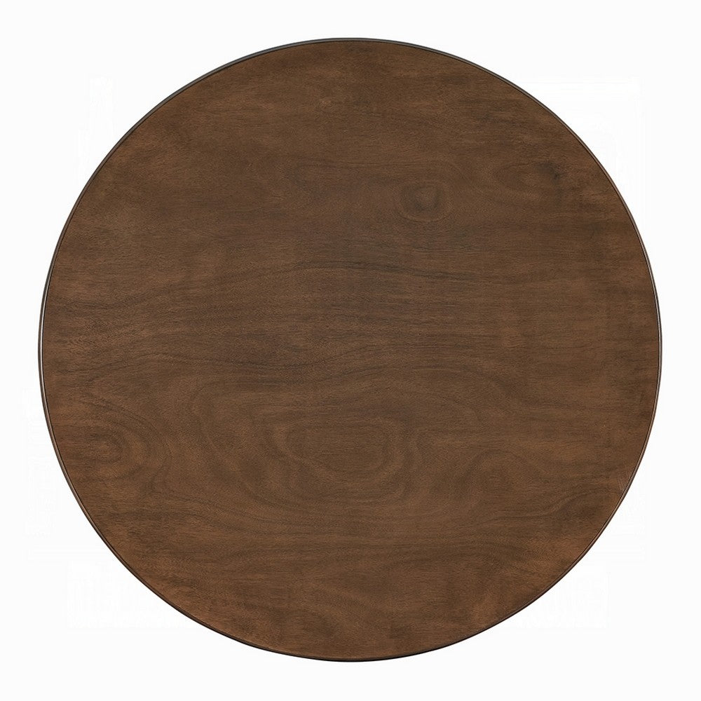 Koko Dining Table | 48" Round Top | Dark Walnut Brown Rubberwood
