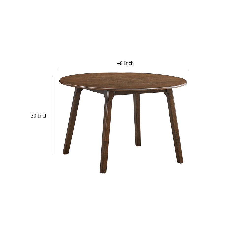 Koko Dining Table | 48" Round Top | Dark Walnut Brown Rubberwood