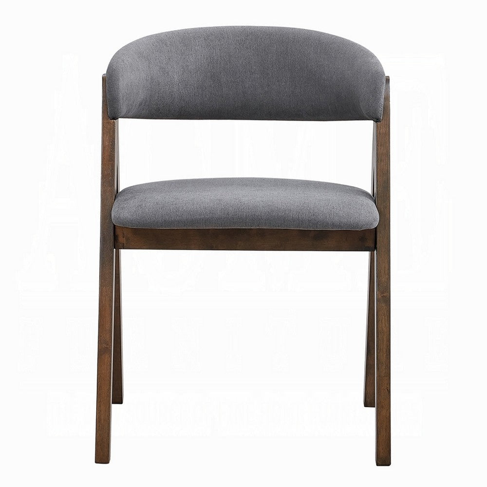 Koko Side Dining Chair Set of 2 | Gray Padded Seat | Walnut Brown Wood BM333077