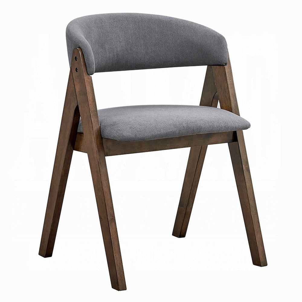 Koko Side Dining Chair Set of 2 | Gray Padded Seat | Walnut Brown Wood
