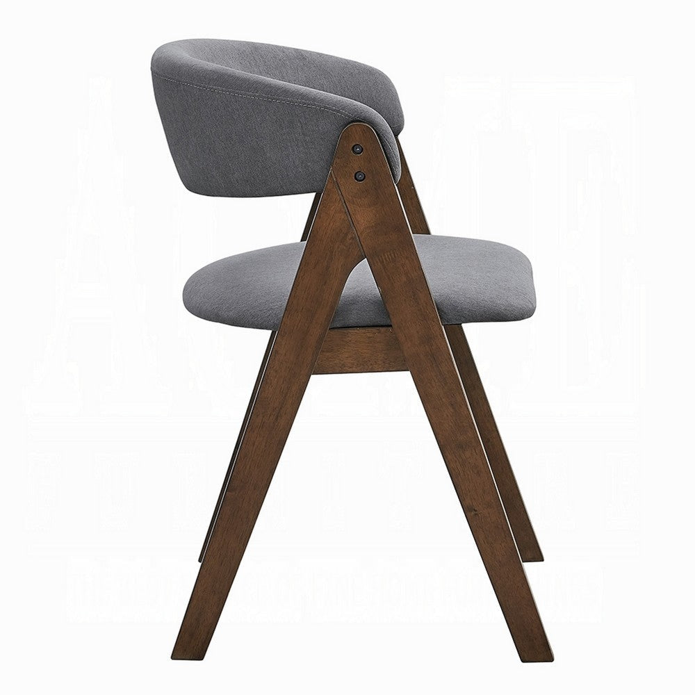 Koko Side Dining Chair Set of 2 | Gray Padded Seat | Walnut Brown Wood BM333077