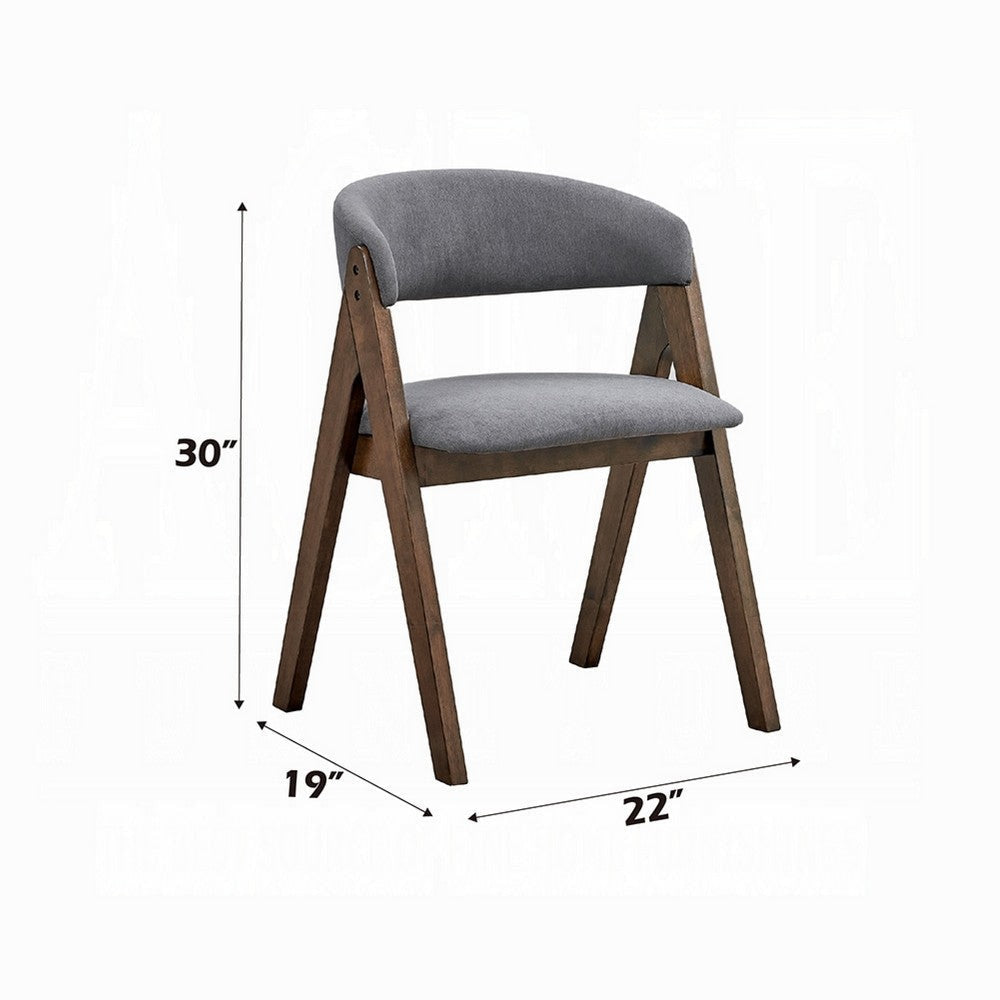 Koko Side Dining Chair Set of 2 | Gray Padded Seat | Walnut Brown Wood BM333077