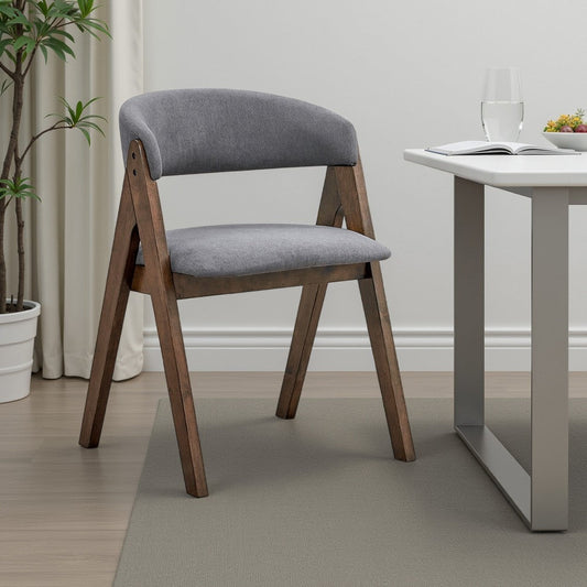 Koko Side Dining Chair Set of 2 | Gray Padded Seat | Walnut Brown Wood