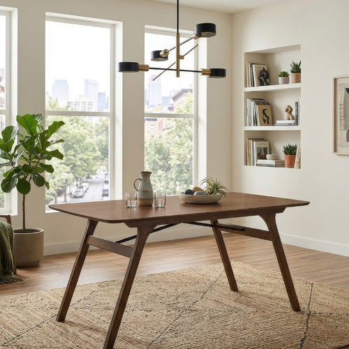 Lumy Dining Table | 59" | Rectangular Top | Walnut Brown Rubberwood