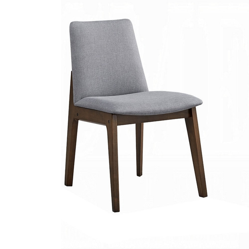 Lumy Side Dining Chair Set of 2 | Gray Padded Seat | Brown Wood