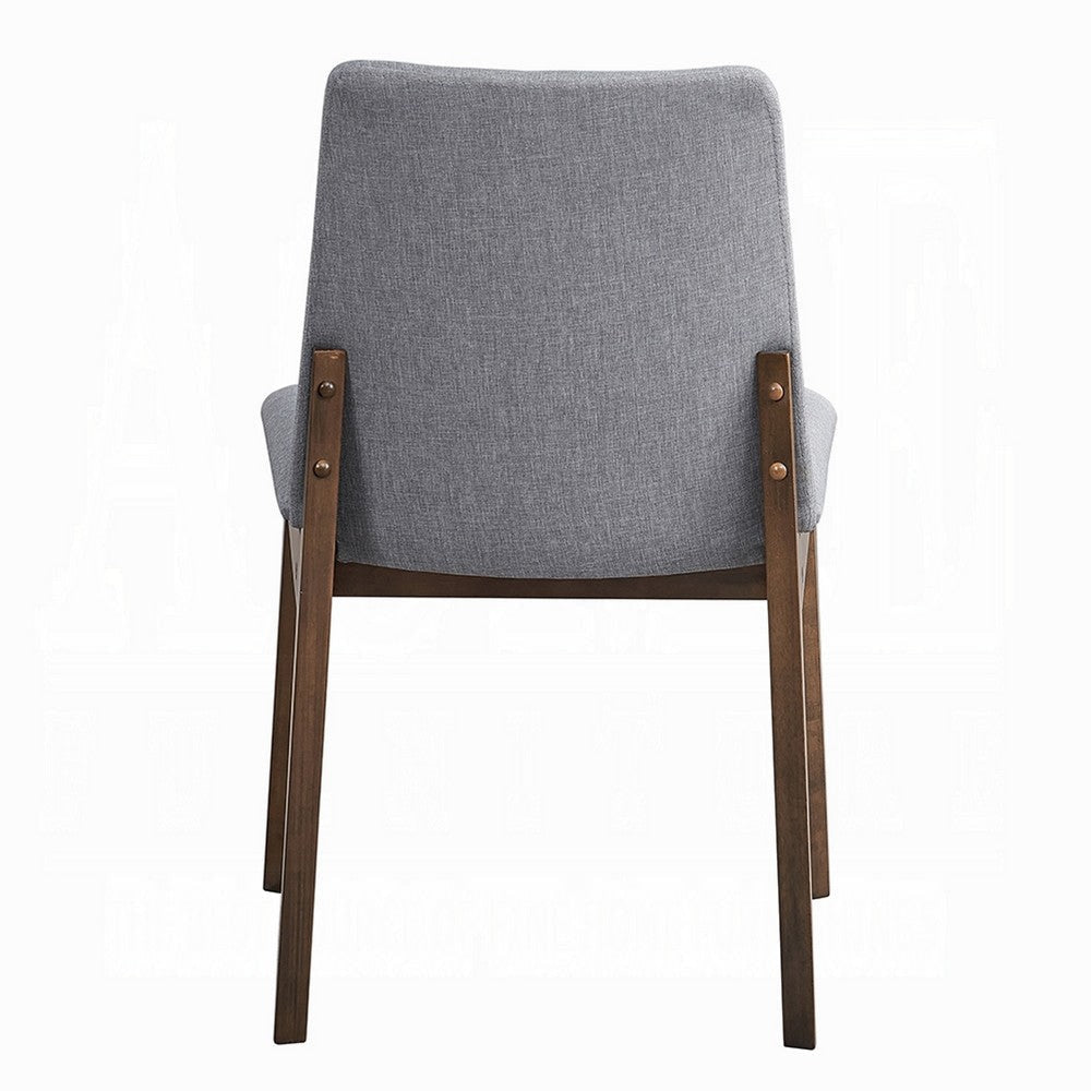 Lumy Side Dining Chair Set of 2 | Gray Padded Seat | Brown Wood BM333079