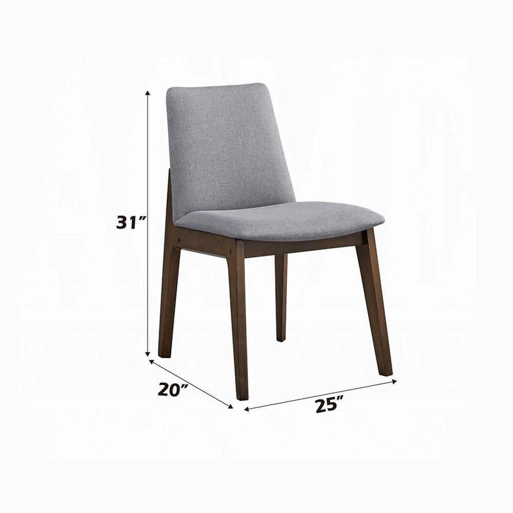 Lumy Side Dining Chair Set of 2 | Gray Padded Seat | Brown Wood BM333079