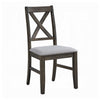Side Dining Chair Set of 2 | X Farmhouse Back | Padded Gray and Beige