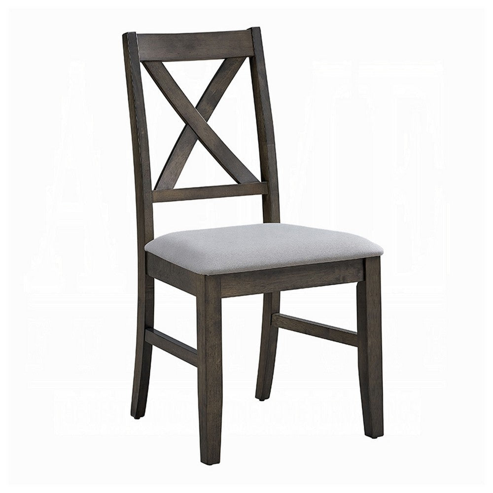 Side Dining Chair Set of 2 | X Farmhouse Back | Padded Gray and Beige