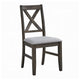 Side Dining Chair Set of 2 | X Farmhouse Back | Padded Gray and Beige