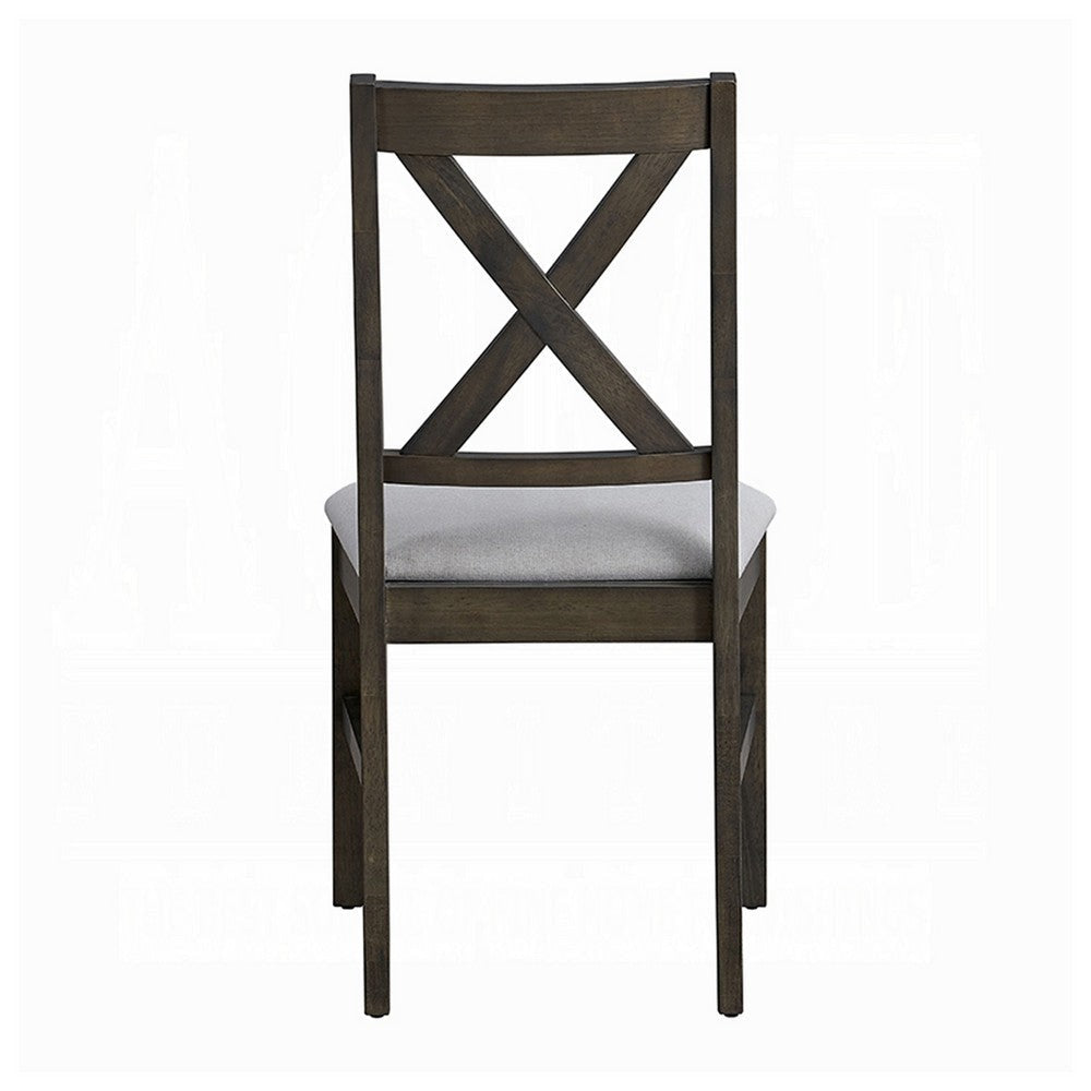 Side Dining Chair Set of 2 | X Farmhouse Back | Padded Gray and Beige BM333080