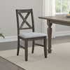 Side Dining Chair Set of 2 | X Farmhouse Back | Padded Gray and Beige