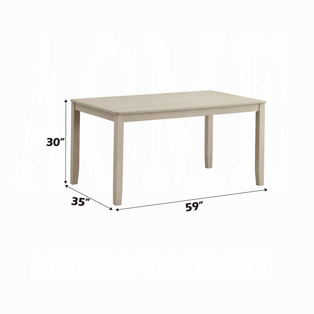 Feri Dining Table | 59" | Rectangular Top | Antique Bone White Finish