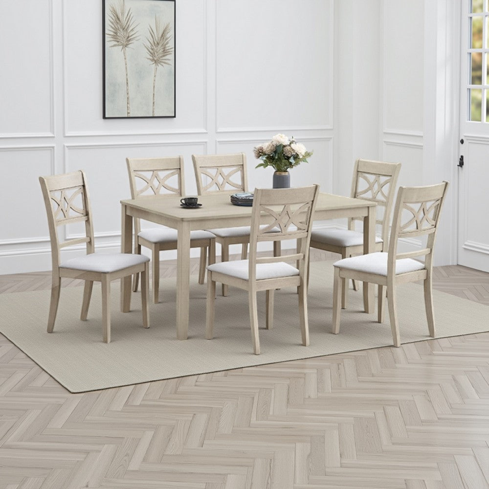 Feri Dining Table | 59" | Rectangular Top | Antique Bone White Finish