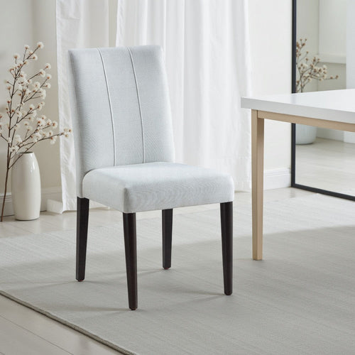 Aren Side Dining Chair Set of 2 | Plush Foam Gray Fabric | Black Wood