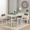 Ideli 5 Piece Dining Table Set with 4 Chairs | Brown Linen White Wood