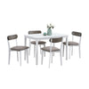 Ideli 5 Piece Dining Table Set with 4 Chairs | Brown Linen White Wood