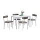 Ideli 5 Piece Dining Table Set with 4 Chairs | Brown Linen White Wood