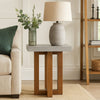 Joshua End Table | Gray Faux Concrete Top | Walnut Brown Wood | 16"