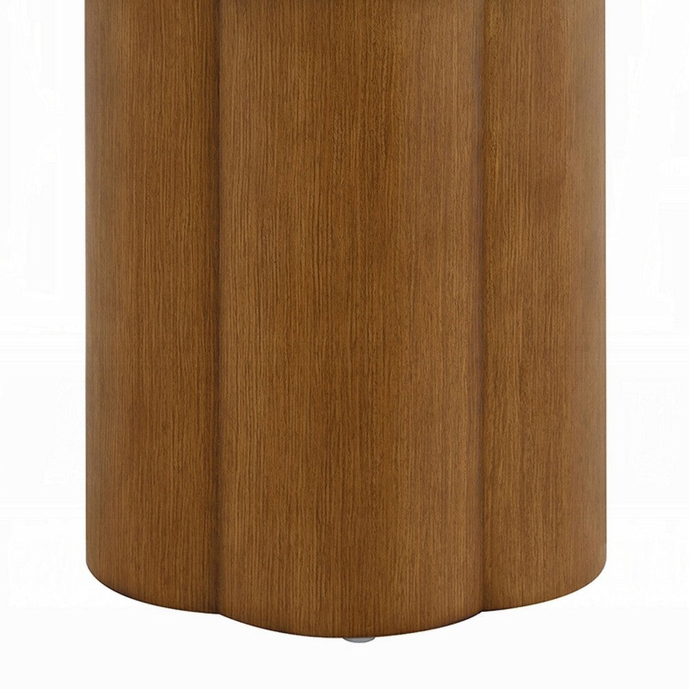 Nicky End Table | Gray Faux Concrete Top | Walnut Brown Wood | 20’’ BM333087