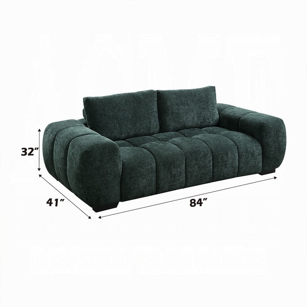 Errand Sofa | Dark Green Chenille | Foam Cushions | Pine Wood | 84’’ BM333088