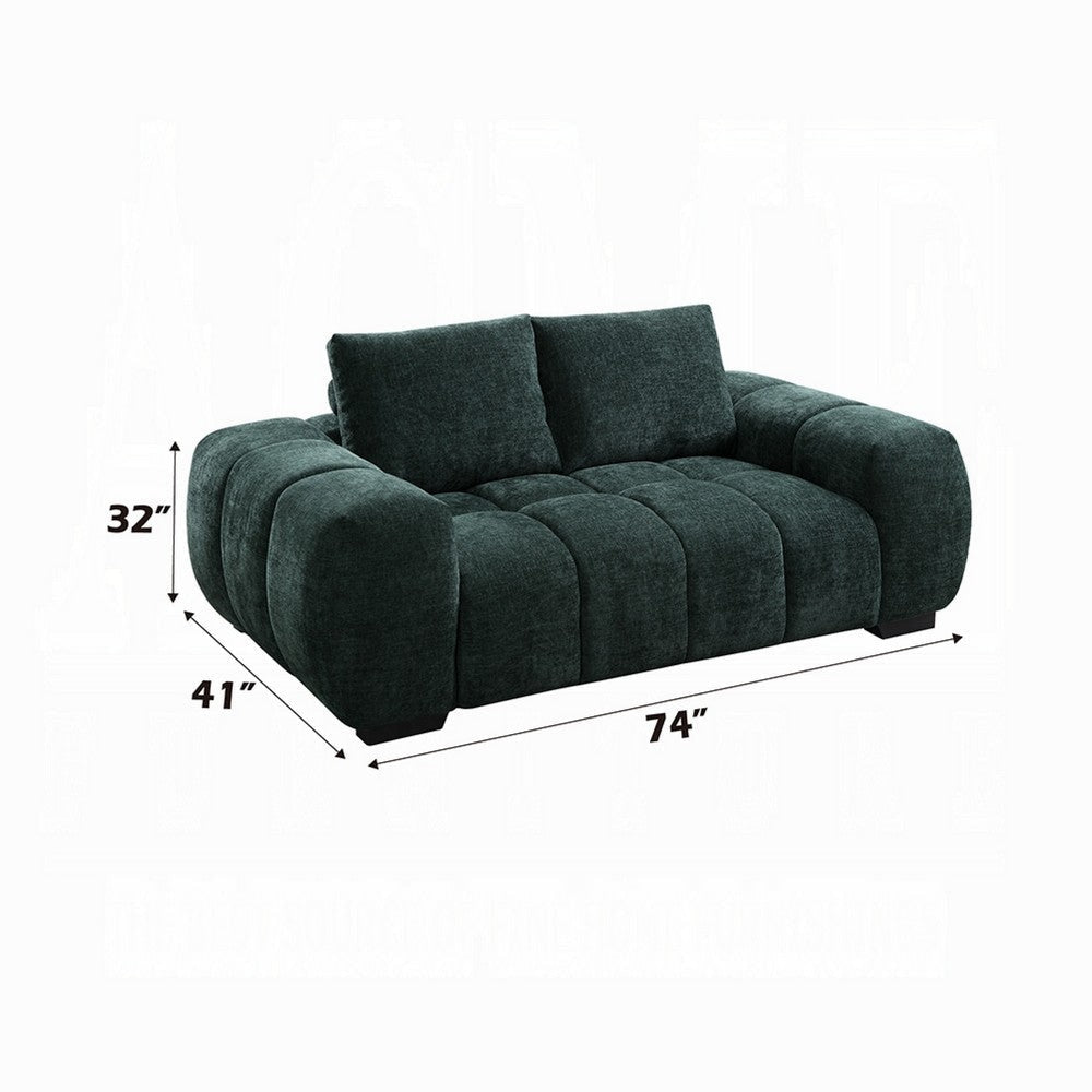 Errand Loveseat | Dark Green Chenille | Foam Cushions | Pine Wood 74’’ BM333089