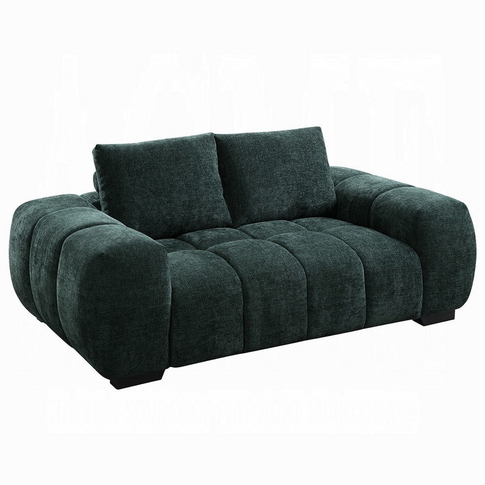 Errand Loveseat | Dark Green Chenille | Foam Cushions | Pine Wood 74"