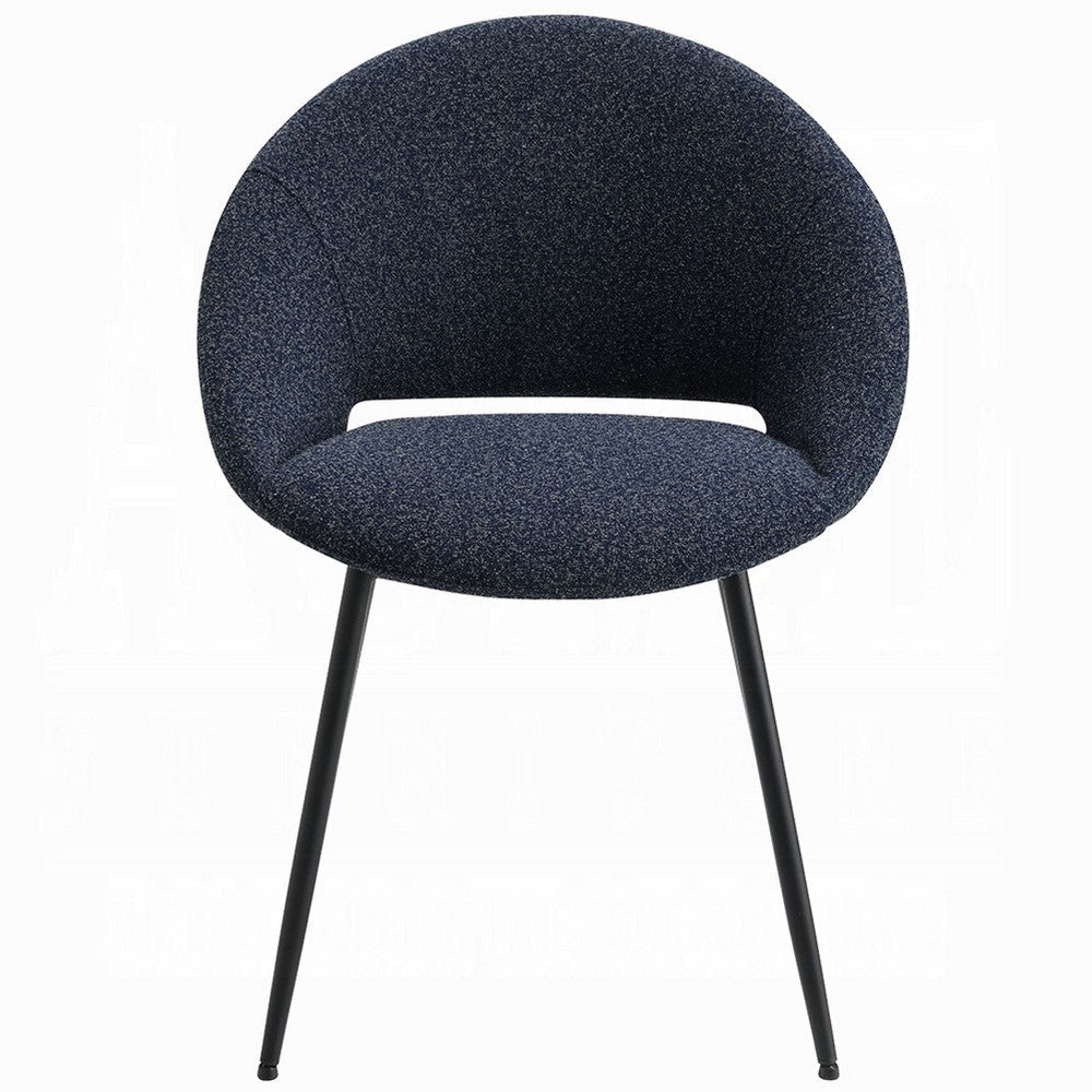 Laus Side Dining Chair Set of 2 | Black Boucle | Black Metal Frame BM333091