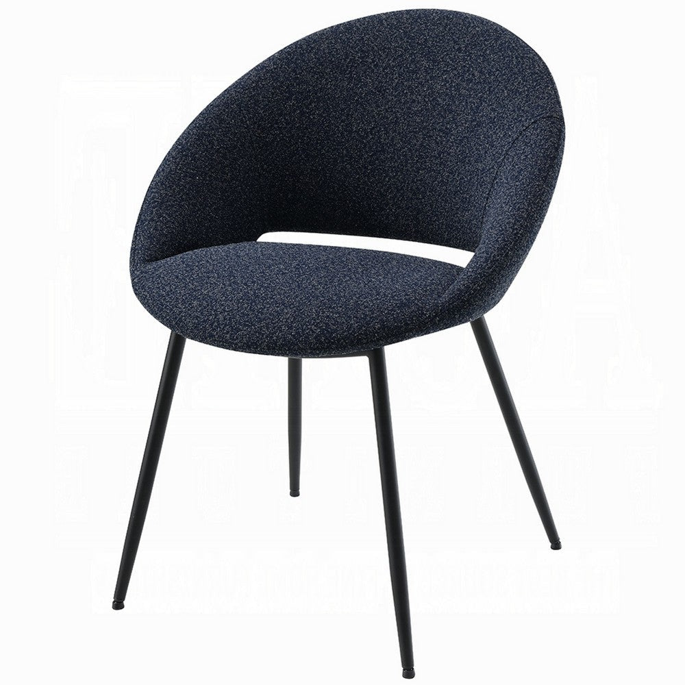 Laus Side Dining Chair Set of 2 | Black Boucle | Black Metal Frame BM333091